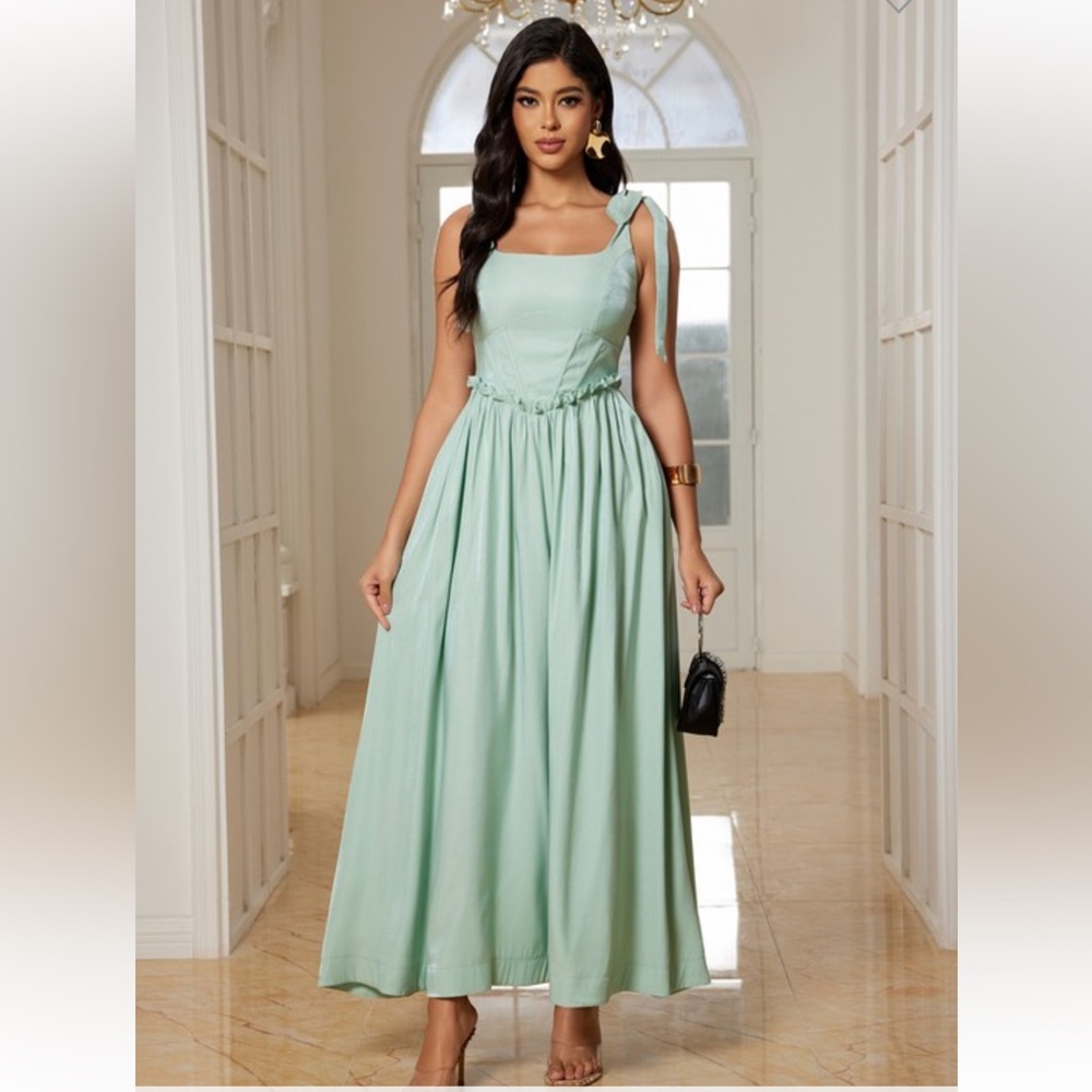 #166 Elegant Mint Green Maxi Dress